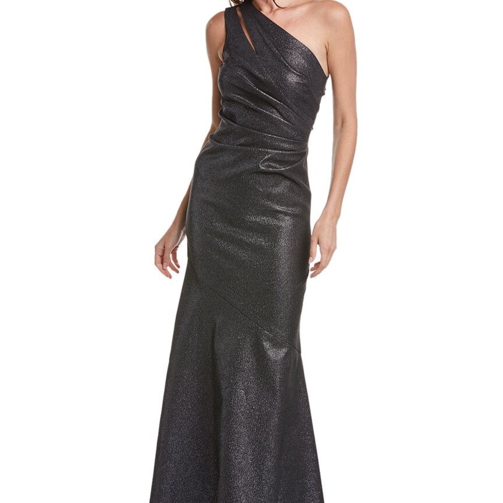 Rickie Freeman for Teri Jon Black One-Shoulder gown.